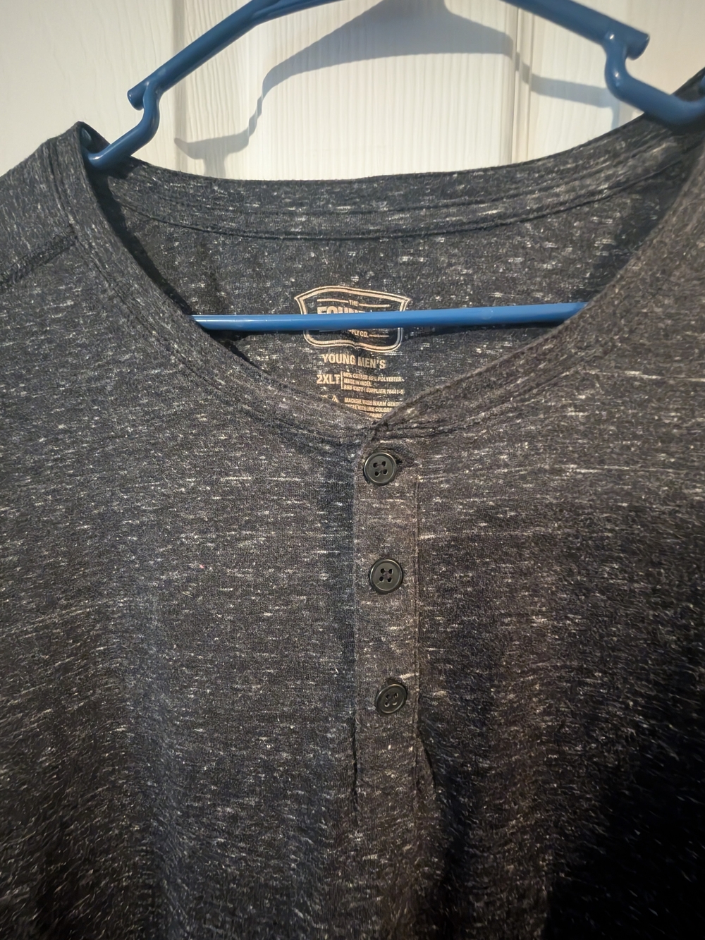 Men's Dark Heather Gray Henley Shirt - 2XLT